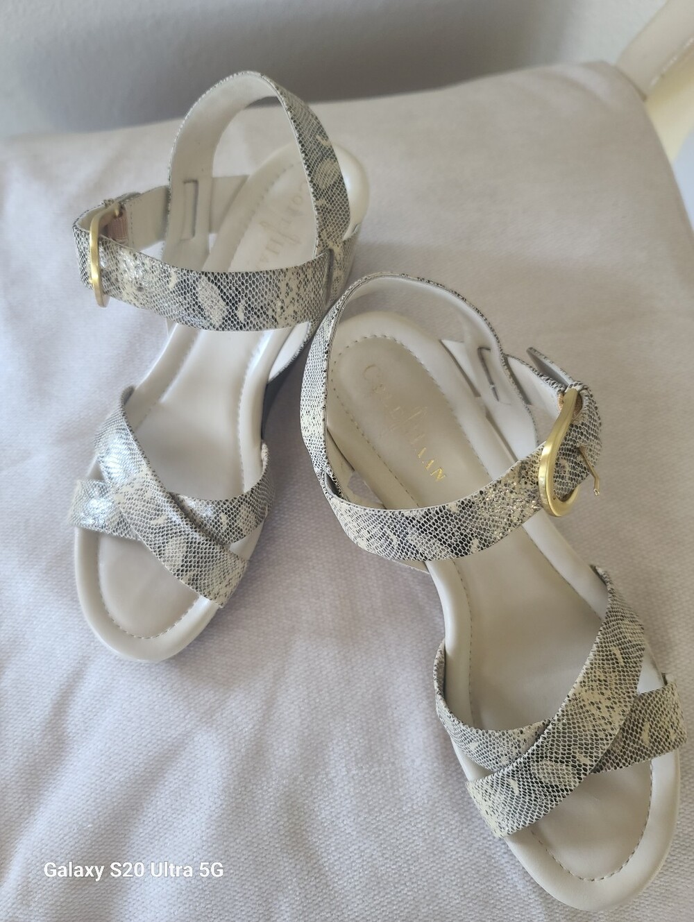 Women's Cole Haan Air Tali Wedge Snake-Print Leather Sandal 7.5